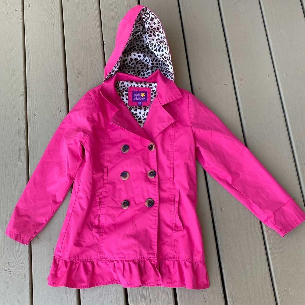 PINK PLATINUM - Girl lovely fuchsia color raincoat with hood Size: 10/12